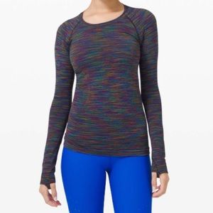 Lululemon Swiftly Tech Long Sleeve 2.0 in Black / Rainbow